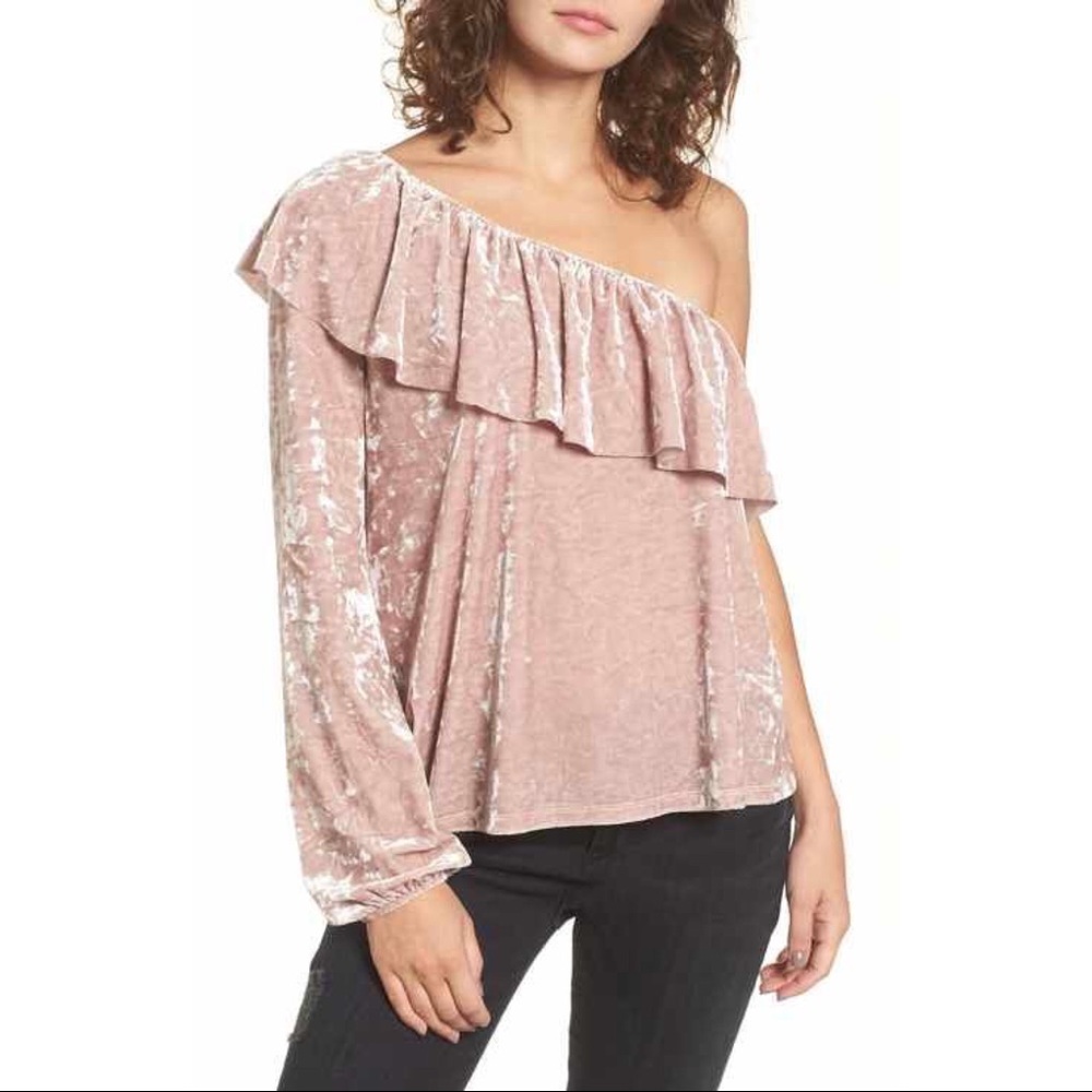 BP. Velour One-Shoulder Top